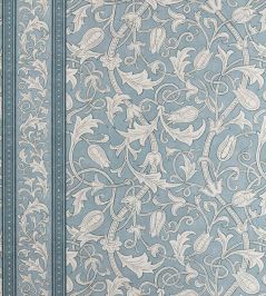 Etched Scrolling Tulip Wallpaper by Morris & Co Faded Indigo Etched Scrolling Tulip Wallpaper by Morris & Co Faded Indigo