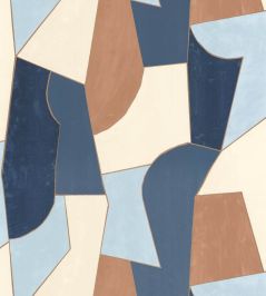 Etoffe Wallpaper by Caselio Bleu Camel Or Etoffe Wallpaper by Caselio Bleu Camel Or