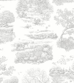 Eve Toile Wallpaper by Ohpopsi Dove Eve Toile Wallpaper by Ohpopsi Dove