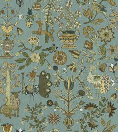 Fable Garden Wallpaper by Josephine Munsey Mid Blue and Olive Fable Garden Wallpaper by Josephine Munsey Mid Blue and Olive