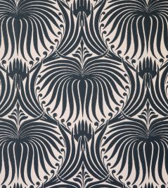 Lotus Wallpaper by Farrow & Ball Setting Plaster/Off Black Lotus Wallpaper by Farrow & Ball Setting Plaster/Off Black