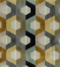 Favo Fabric by Osborne & Little Black/Tobacco/Slate Favo Fabric by Osborne & Little Black/Tobacco/Slate