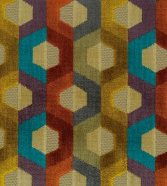 Favo Fabric by Osborne & Little Terracotta/Gold/Petrol Favo Fabric by Osborne & Little Terracotta/Gold/Petrol