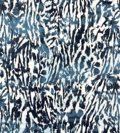 Feline Fabric by Schumacher Indigo Feline Fabric by Schumacher Indigo