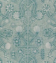 Shell Grotto Fabric by Fermoie Aqua Shell Grotto Fabric by Fermoie Aqua