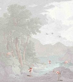 Flamboyance Flamingos Mural by Woodchip & Magnolia Multi Flamboyance Flamingos Mural by Woodchip & Magnolia Multi