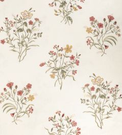 Flax & Field Flowers Fabric by Volga Linen Scarlet/Oyster Flax & Field Flowers Fabric by Volga Linen Scarlet/Oyster