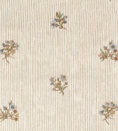 Flax & Field Posy Pinstripe Fabric by Volga Linen Multi/Oyster Flax & Field Posy Pinstripe Fabric by Volga Linen Multi/Oyster