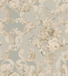 Floral Rococo Wallpaper by Mulberry Home Aqua Floral Rococo Wallpaper by Mulberry Home Aqua