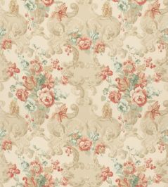 Floral Rococo Cotton Fabric by Mulberry Home Lovat/Red Floral Rococo Cotton Fabric by Mulberry Home Lovat/Red