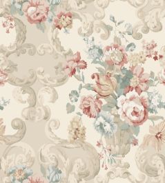 Floral Rococo Wallpaper by Mulberry Home Lovat / Red Floral Rococo Wallpaper by Mulberry Home Lovat / Red