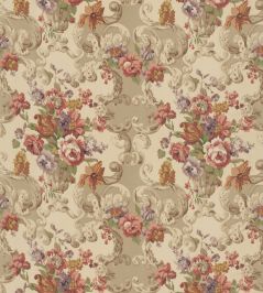 Floral Rococo Cotton Fabric by Mulberry Home Red/Plum Floral Rococo Cotton Fabric by Mulberry Home Red/Plum