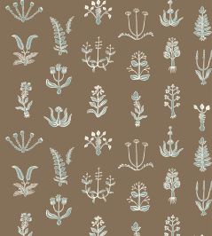Floral Spot Wallpaper by Josephine Munsey Osney Blue/Kemp Brown Floral Spot Wallpaper by Josephine Munsey Osney Blue/Kemp Brown