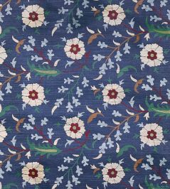 Floralia Sisal Wallpaper by Schumacher Indigo Floralia Sisal Wallpaper by Schumacher Indigo