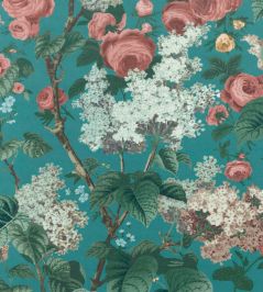 Floribunda Wallpaper by 1838 Wallcoverings Teal Floribunda Wallpaper by 1838 Wallcoverings Teal