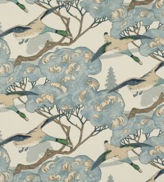 Flying Ducks Fabric by Mulberry Home Blue Flying Ducks Fabric by Mulberry Home Blue