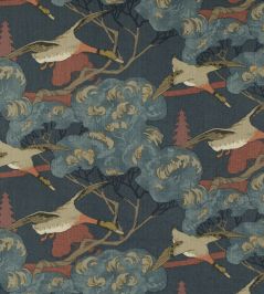 Flying Ducks Fabric by Mulberry Home Red/Blue Flying Ducks Fabric by Mulberry Home Red/Blue