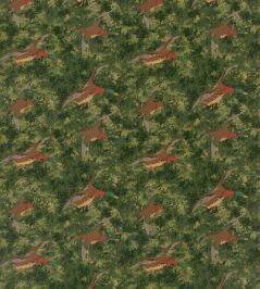 Forest Ducks Velvet Fabric by Mulberry Home Emerald Forest Ducks Velvet Fabric by Mulberry Home Emerald