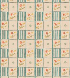 Forget-Me-Not Fabric by GP & J Baker Teal/Spice Forget-Me-Not Fabric by GP & J Baker Teal/Spice