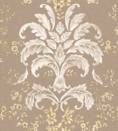 French Damask Wallpaper by Coordonne Stone French Damask Wallpaper by Coordonne Stone
