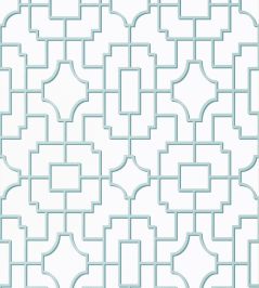 Fretwork Wallpaper by Thibaut Spa Blue Fretwork Wallpaper by Thibaut Spa Blue