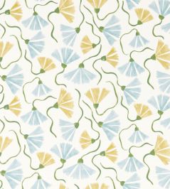 Fringed Poppy Print Fabric by Scion Honey/Cornflower Fringed Poppy Print Fabric by Scion Honey/Cornflower