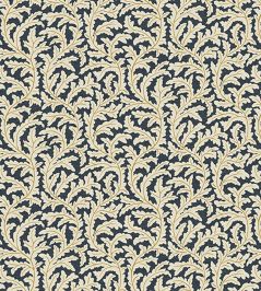Frond Ogee Fabric by Josephine Munsey Navy and Ochre Frond Ogee Fabric by Josephine Munsey Navy and Ochre