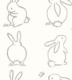 Funny Bunny Wallpaper by Casadeco Noir Graphite Funny Bunny Wallpaper by Casadeco Noir Graphite