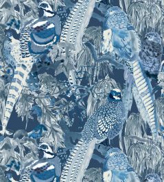 Game Birds Wallpaper by Mulberry Home Indigo Game Birds Wallpaper by Mulberry Home Indigo