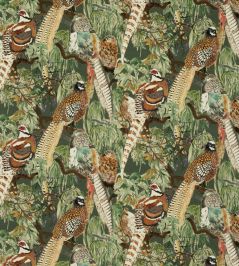 Game Birds Velvet Fabric by Mulberry Home Forest Game Birds Velvet Fabric by Mulberry Home Forest