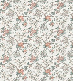 Genevieve Fabric by Nina Campbell Teal/Coral/Ivory Genevieve Fabric by Nina Campbell Teal/Coral/Ivory