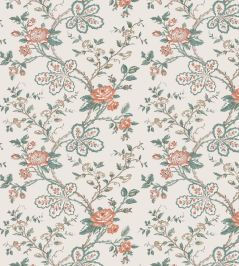 Genevieve Wallpaper by Nina Campbell Teal/Coral/Ivory Genevieve Wallpaper by Nina Campbell Teal/Coral/Ivory