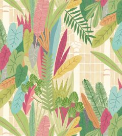 Glasshouse Wallpaper by Ohpopsi Emerald & Coral Glasshouse Wallpaper by Ohpopsi Emerald & Coral