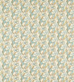 Golden Lily Fabric by Clarke & Clarke Linen/Teal Golden Lily Fabric by Clarke & Clarke Linen/Teal