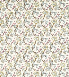 Golden Lily Embroidery Fabric by Clarke & Clarke Plum/Denim Golden Lily Embroidery Fabric by Clarke & Clarke Plum/Denim