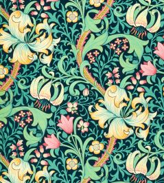 Golden Lily Fabric by Morris & Co Galactic Ink Golden Lily Fabric by Morris & Co Galactic Ink