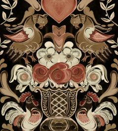 Goldene Henne Wallpaper by MINDTHEGAP Anthracite Goldene Henne Wallpaper by MINDTHEGAP Anthracite
