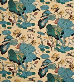 Nympheus Linen Fabric by GP & J Baker Aqua/Sand Nympheus Linen Fabric by GP & J Baker Aqua/Sand