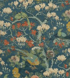 Rockbird Velvet Fabric by GP & J Baker Teal Rockbird Velvet Fabric by GP & J Baker Teal