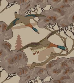Grand Flying Duck Wallpaper by Mulberry Home Plum Grand Flying Duck Wallpaper by Mulberry Home Plum