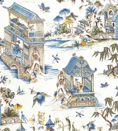 Grand Palace Fabric by Thibaut Blue and Green Grand Palace Fabric by Thibaut Blue and Green