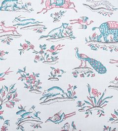 Gujarat Safari Fabric by Titley and Marr Rose and Ocean Gujarat Safari Fabric by Titley and Marr Rose and Ocean