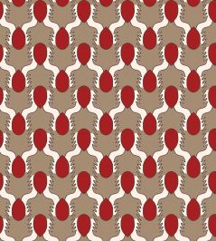Happy People Wallpaper by Ottoline Beige and Red Happy People Wallpaper by Ottoline Beige and Red