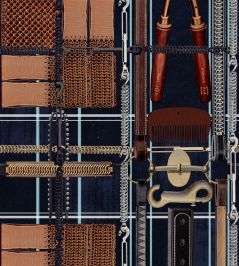Harnessmaker's Atelier Dark Wallpaper by MINDTHEGAP Brown/Indigo Harnessmaker's Atelier Dark Wallpaper by MINDTHEGAP Brown/Indigo