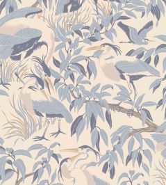 Herons Wallpaper by Langelid Von Bromssen Washed Denim Herons Wallpaper by Langelid Von Bromssen Washed Denim