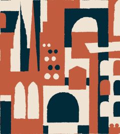 Hey! Manhattan Wallpaper by Mini Moderns Harvest Orange Hey! Manhattan Wallpaper by Mini Moderns Harvest Orange
