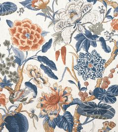 Hill Garden Fabric by Thibaut Brick and Navy Hill Garden Fabric by Thibaut Brick and Navy
