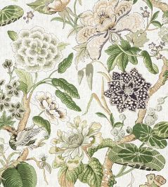 Hill Garden Fabric by Thibaut White and Green Hill Garden Fabric by Thibaut White and Green