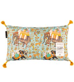 Hindustan Cushion 50 x 30cm by MINDTHEGAP Aquamarine Hindustan Cushion 50 x 30cm by MINDTHEGAP Aquamarine