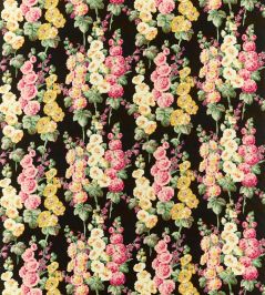 Hollyhocks Fabric by Sanderson Ebony/Cerise Hollyhocks Fabric by Sanderson Ebony/Cerise